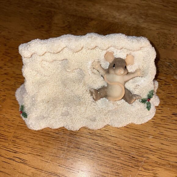 Charming Tails Silvestri Maxine Mouse Making Snow Angels Fitz & Floyd Winter - Picture 2 of 9